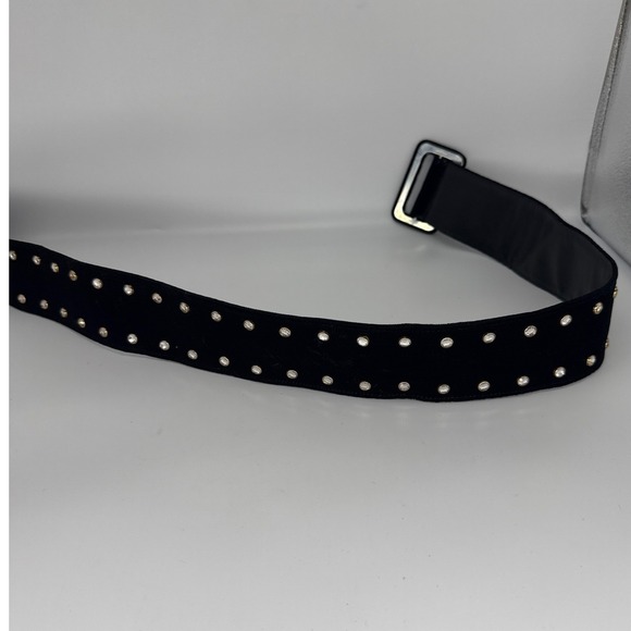 Sandy Duftler Designs Black Velvet Rhinestone Studded Wide Belt Lg 29-34 Waist - Picture 6 of 7